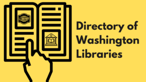 an icon of an open directory and text that says "Directory of Washington Libraries"